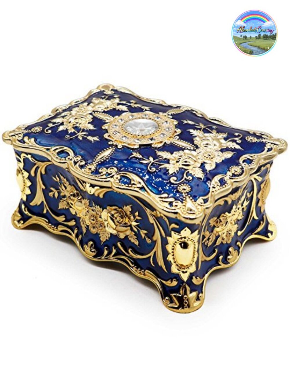 Vintage Zinc Alloy Two-Layer Jewelry Box Trinket Organizer with Rose Pattern